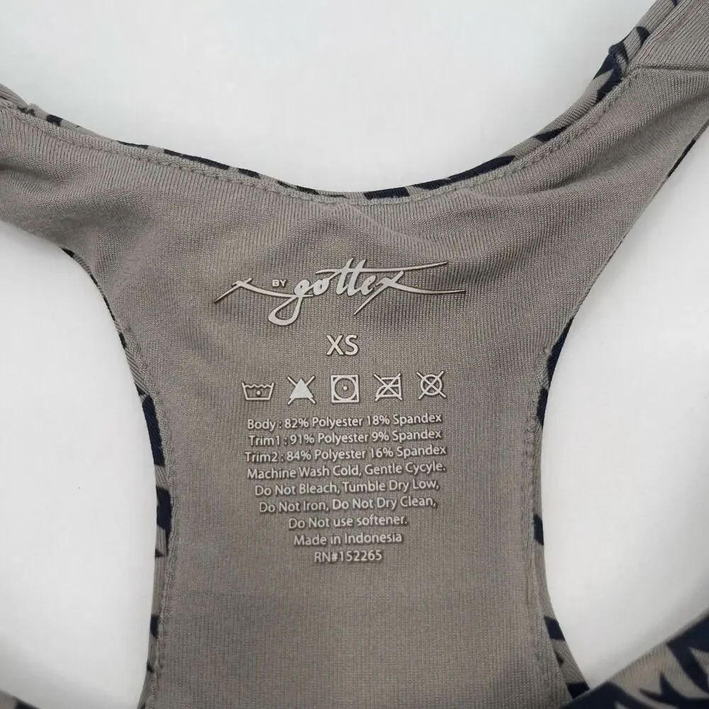 GOTTEX Sports Bra Size Extra Small Houndstooth NWT Black Athletic Gym Fitness